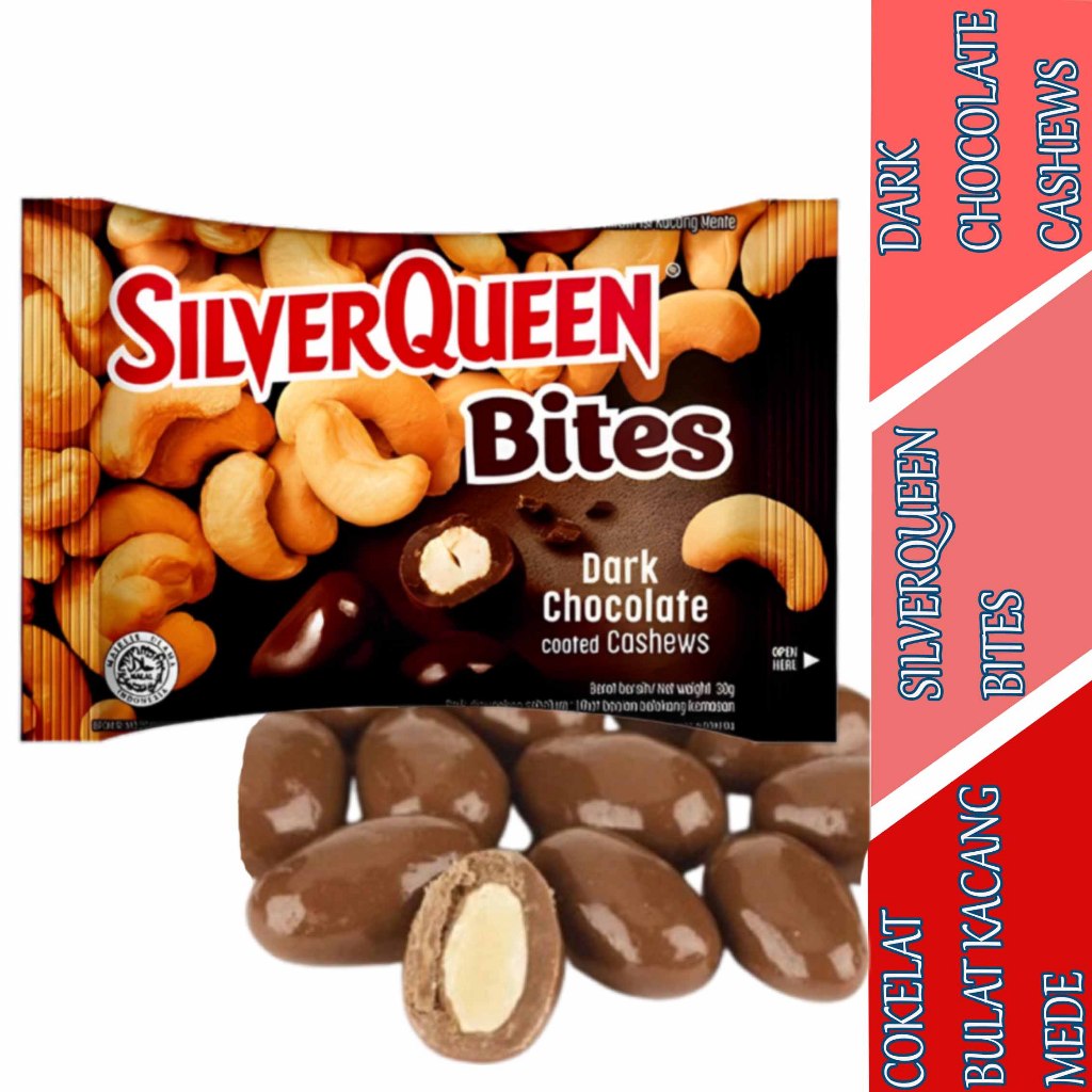 

Cokelat Bulat Kacang Mede - SilverQueen Bites - Dark Chocolate Cashews - 30gr
