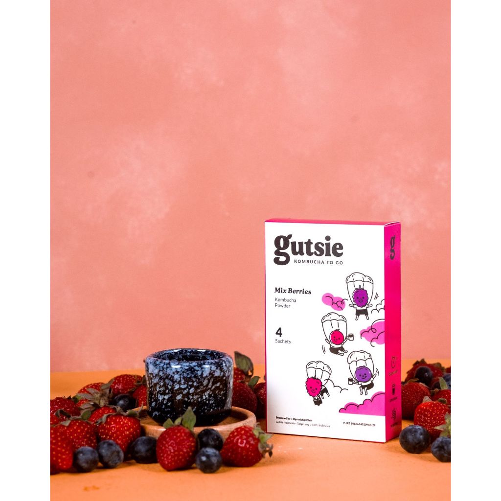 

Gutsie Kombucha - Rasa Mixed Berries Minuman Bubuk Teh Kombucha Asli dengan Buah Rendah Gula