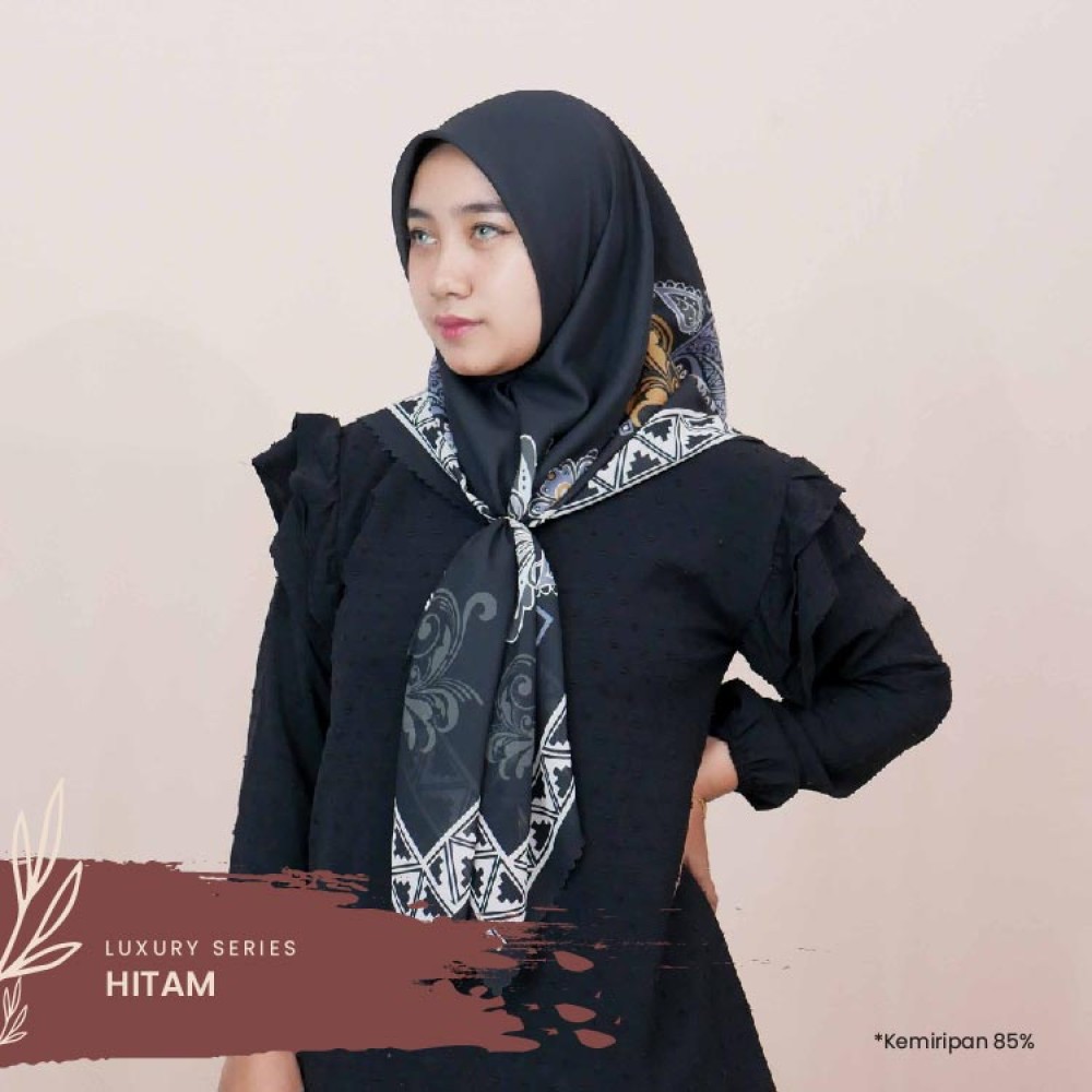 BELI 2 BONUS 1 ARVARIZK Hijab Jilbab Kerudung Printing Persegi Segi Empat Motif Luxury Warna Coklat,