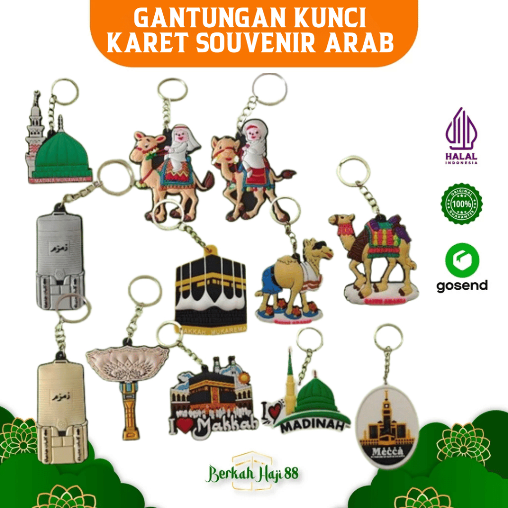 Souvenir Oleh Oleh Haji Umroh Gantungan Kunci Karet 1pcs Makkah Madinah Unta