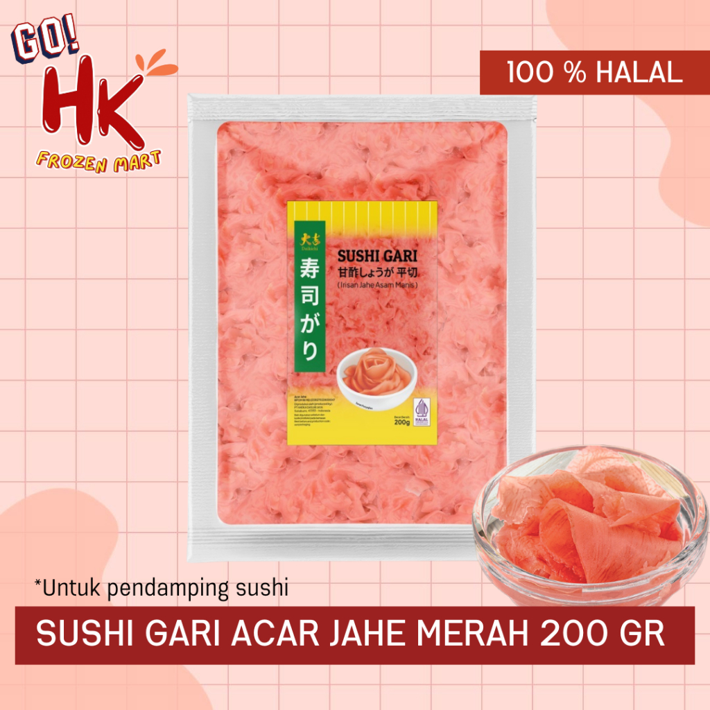 

Sushi Gari Acar Jahe Merah 200gr | untuk makan sushi siap makan praktis HK Frozen Mart