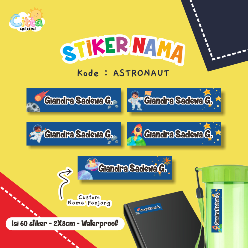 cittacreative (isi 60) Stiker Nama Anak Cowok Boy Label Buku Sekolah