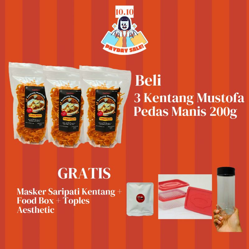 

Bundling 3 Pouch Kentang Mustofa Pedas Manis 200g/500g