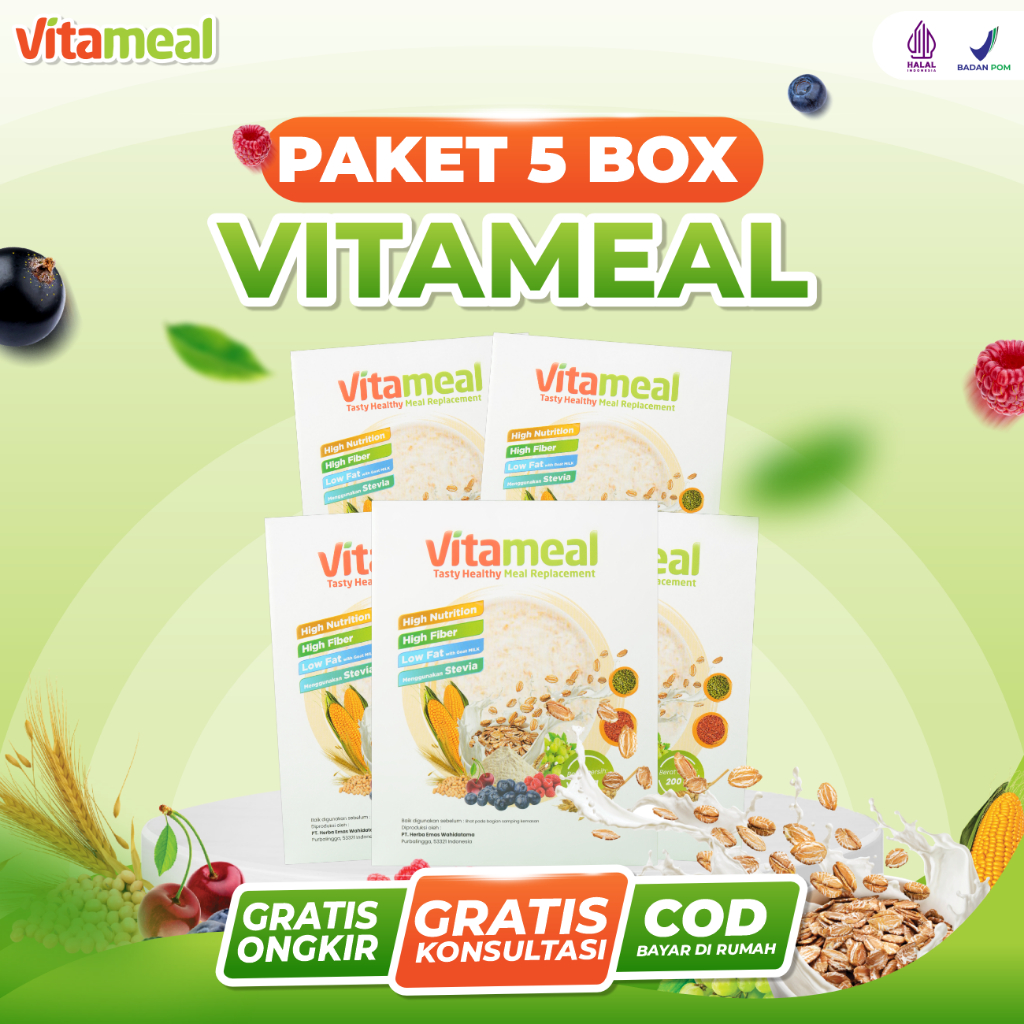 

Vitameal 5 Box - Sereal Sehat Multigrain Menurunkan Gula Darah Tinggi Menjaga Kadar Gula Mencegah Diabetes