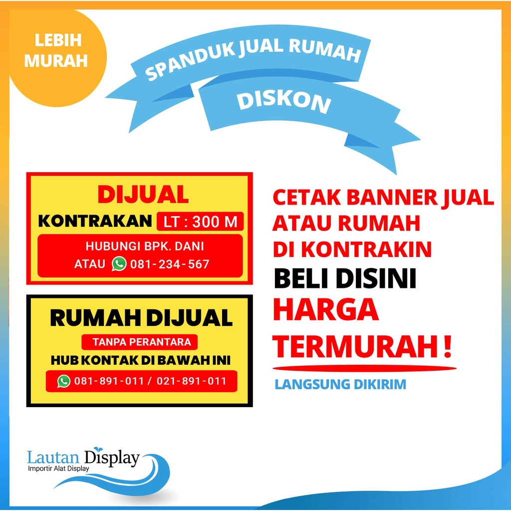 Spanduk Rumah Dijual / Rumah Disewakan / Rumah Dikontrakan Murah / Banner Rumah Dijual Dikontrakan D