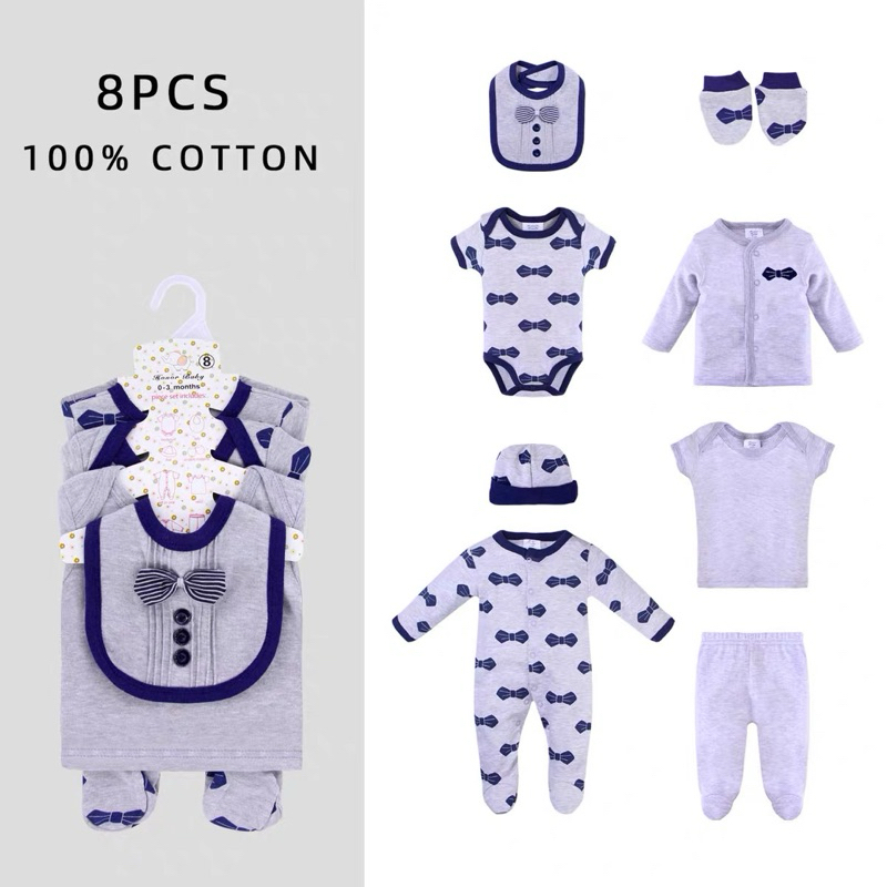 MINIMAPA - 8in1 set baju bayi cowok cewek newborn murah lucu jumper sleepsuit baby girl impor merah 
