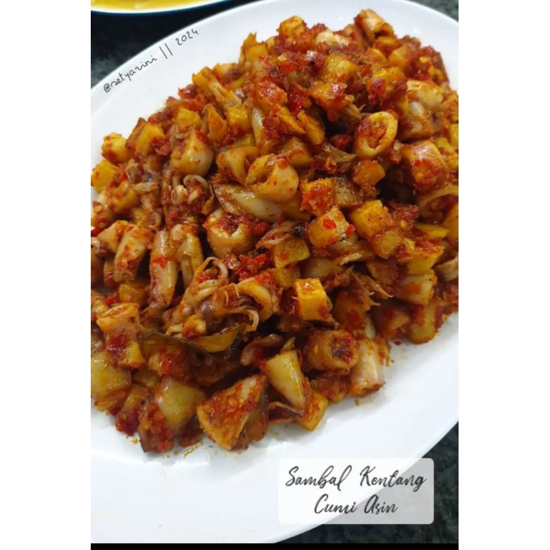 

Sambal kentang cumi asin pedas level