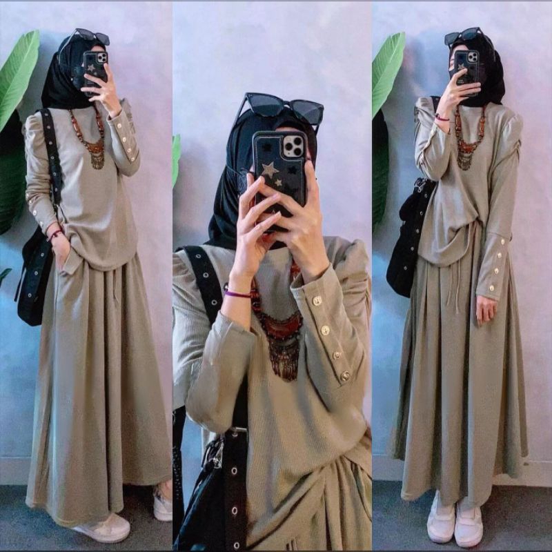 Setelan One Set Model Korean Style Terbaru - Kirana One Set