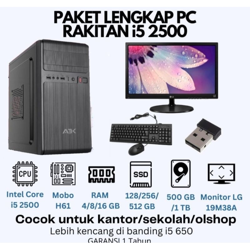 PC 1 SET / KOMPUTER 1SET i5core RAM 2/4/6/8/16 GB