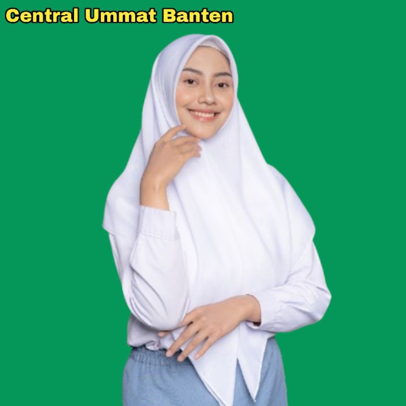 Kerudung Segi Empat Putih Sekolah SMP / SMA size 114x114 CM Berbahan Katun Premium - Jilbab Hijab Tu
