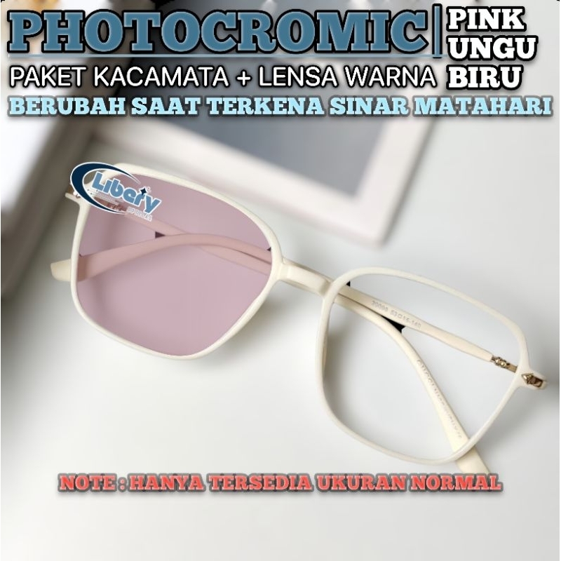 Kacamata Fashion Wanita Paket Lensa Warna Pink/Ungu/Biru/Abu ukuran Normal