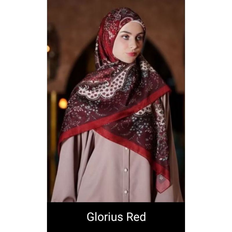 Mandjha Silk Ivan Gunawan Special Free Box Hijab Scarf Motif Original Glorious Red, Ready Banyak Mot