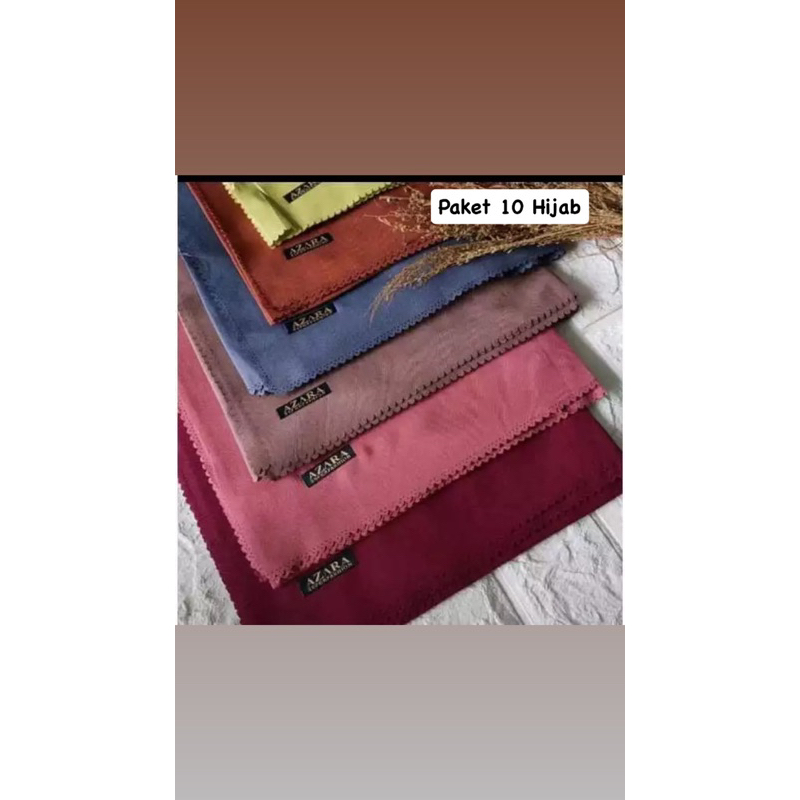 Hijab Segiempat Azara Oskara Polos Laser Cut isi 10 / Paket Usaha isi 10 Hijab Azara Oskara Polos