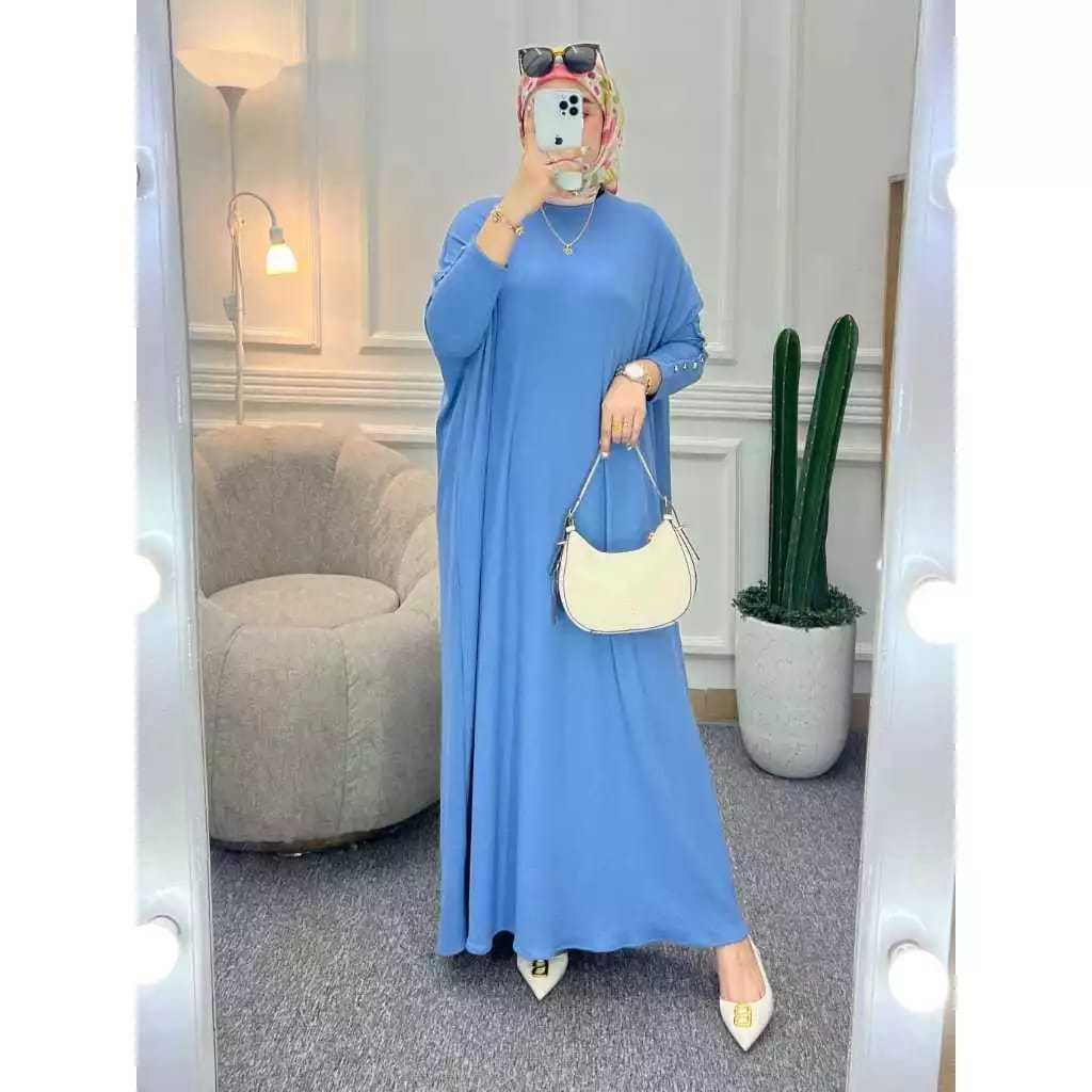 gamis muslim batwing kaftan jumbo kaos knit rajut import
