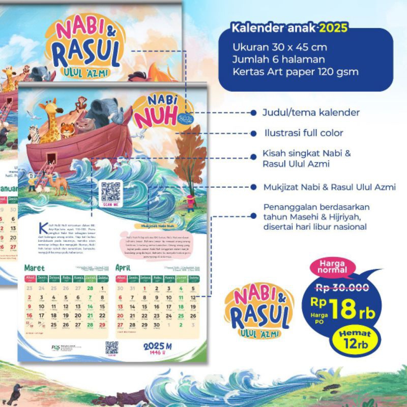 

[READY] Kalender Dinding Anak 2025 Tema Nabi & Rasul Ulul Azmi by PQS