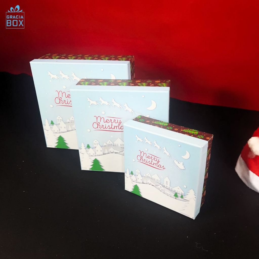 

Hardbox Toples Packaging Natal - Kotak Souvenir Natal - Dus Kue Cake Box Christmas, Maroon