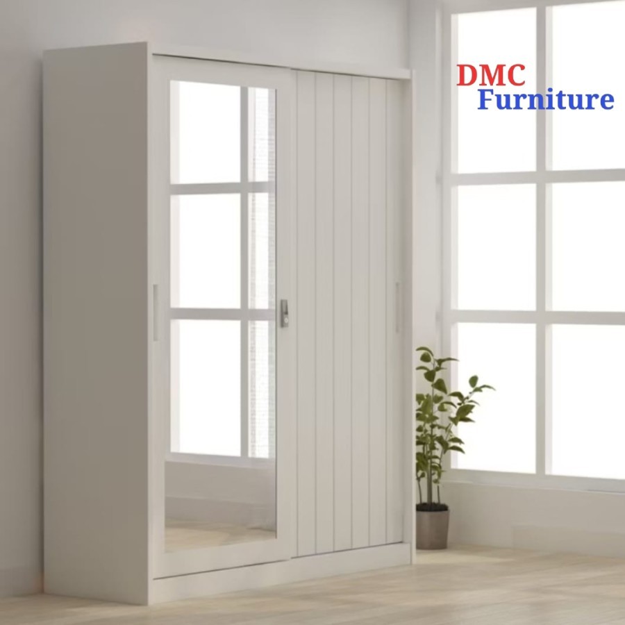 Lemari baju sliding 2 pintu lemari sliding kaca plat besi lemari besi 160