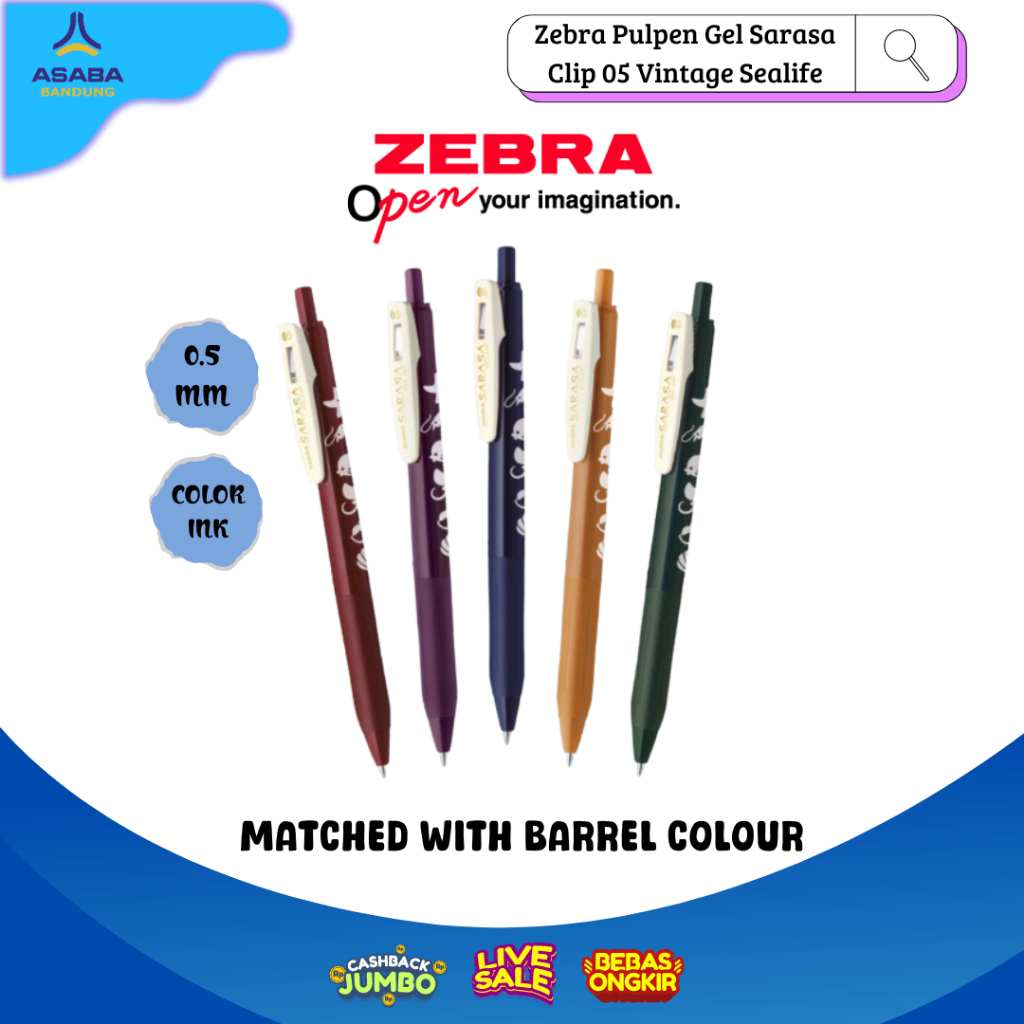 

Asaba Bandung - Zebra Pulpen Gel Sarasa Clip 05 Vintage Sealife - Limited Edition