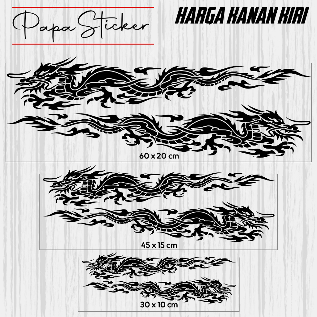 STIKER NAGA DRAGON KIRI KANAN CUTTING STICKER MOTOR VARIASI