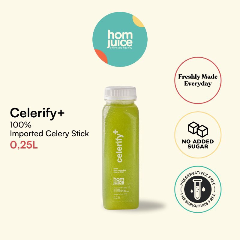 

Jus Sehat Jus Detox Cold Pressed Juice | Homjuice Celerify 250ml Pure 100% Celery Stick Import Tanpa Gula Tanpa Pengawet