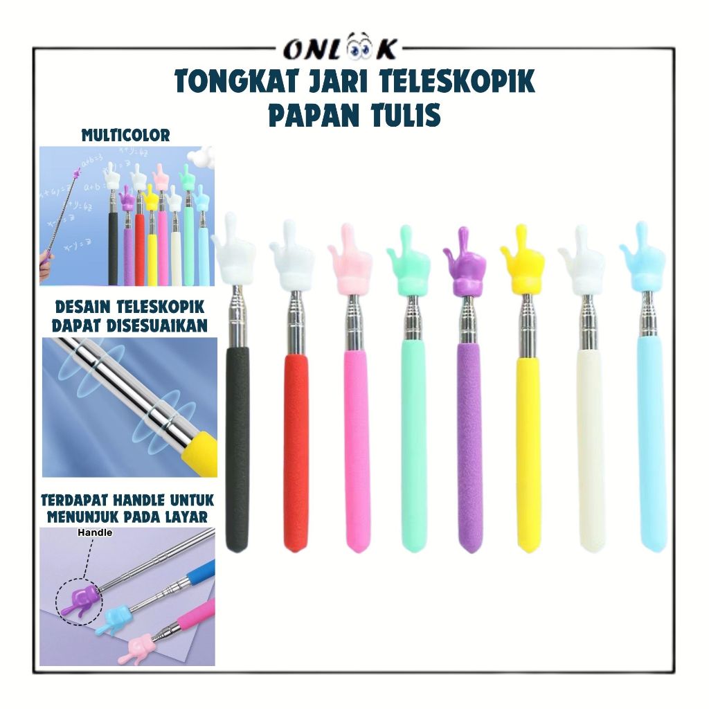 

Tongkat Jari Teleskopik Papan Tulis Untuk Mengajar Ukuran 70CM / ATK Extendable Pointer Finger Stick