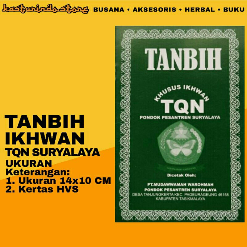 

Buku Tanbih Ikhwan PonPes TQN Suryalaya Ukuran Saku