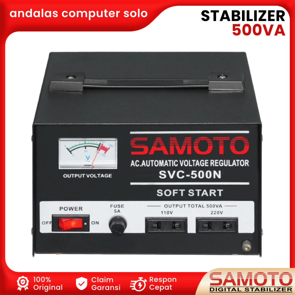 STABILIZER STAVOLT SAMOTO 500VA STAVOLT LISTRIK STABILIZER PENSTABIL LISTRIK 500 VA SERVO
