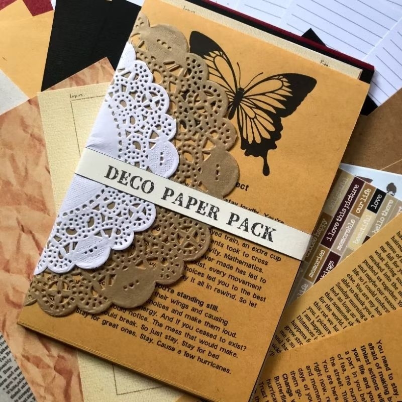 

<46pcs deco paper pack> 46pcs material paper untuk jurnaling, jurnal kit, journaling kit, scrapbook kit, scrapbooking, paper deco, material deco, kertas material jurnal