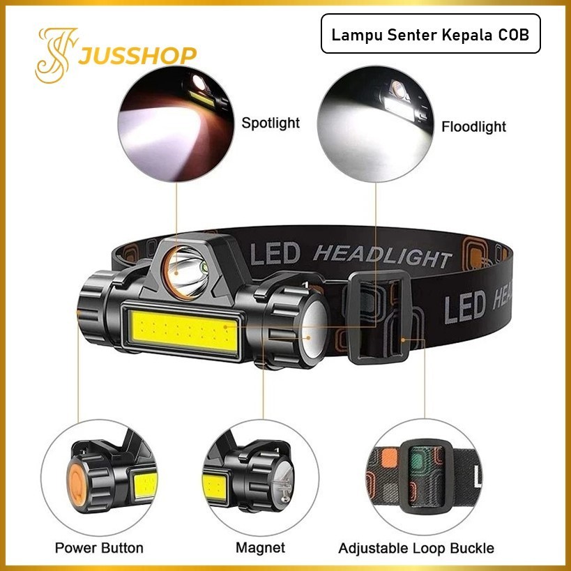 senter kepala lampu led original impor pvc headlamp super terang kemping kemah aktivitas outdoor