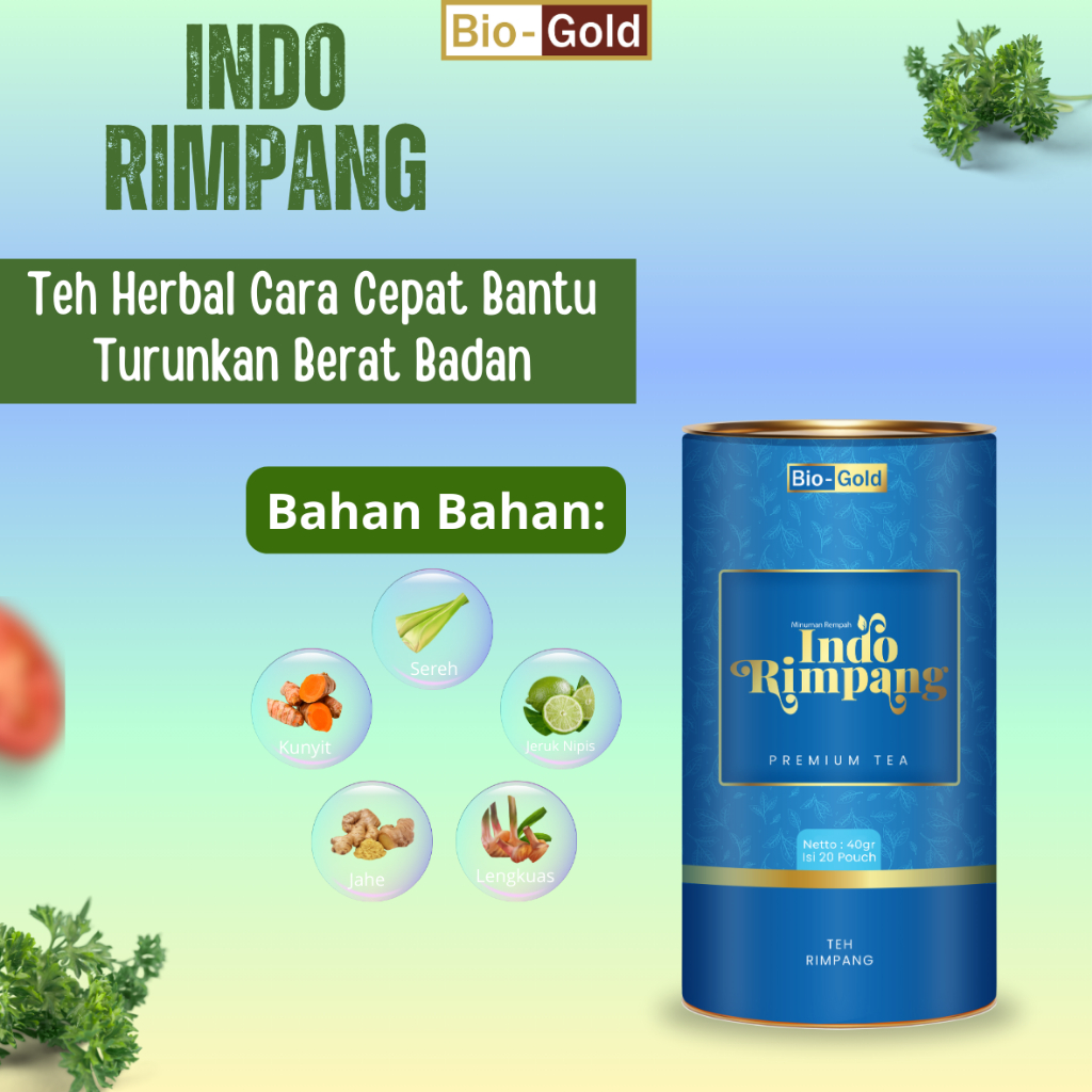 

BIO GOLD TEH INDO RIMPANG Premium Tea Celup Bahan Herbal Alami Bantu Turunkan Berat Badan Diet Halal