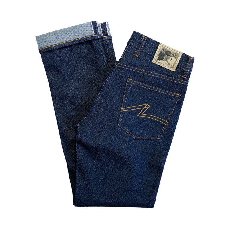 KODE W33V Transworld Celana Denim Selvedge Blue 15 Oz Kaku Accent
