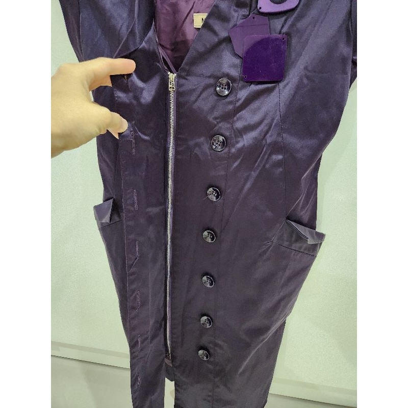 Preloved terusan kemben midi dress pesta second satin kimono wanita ungu hitam