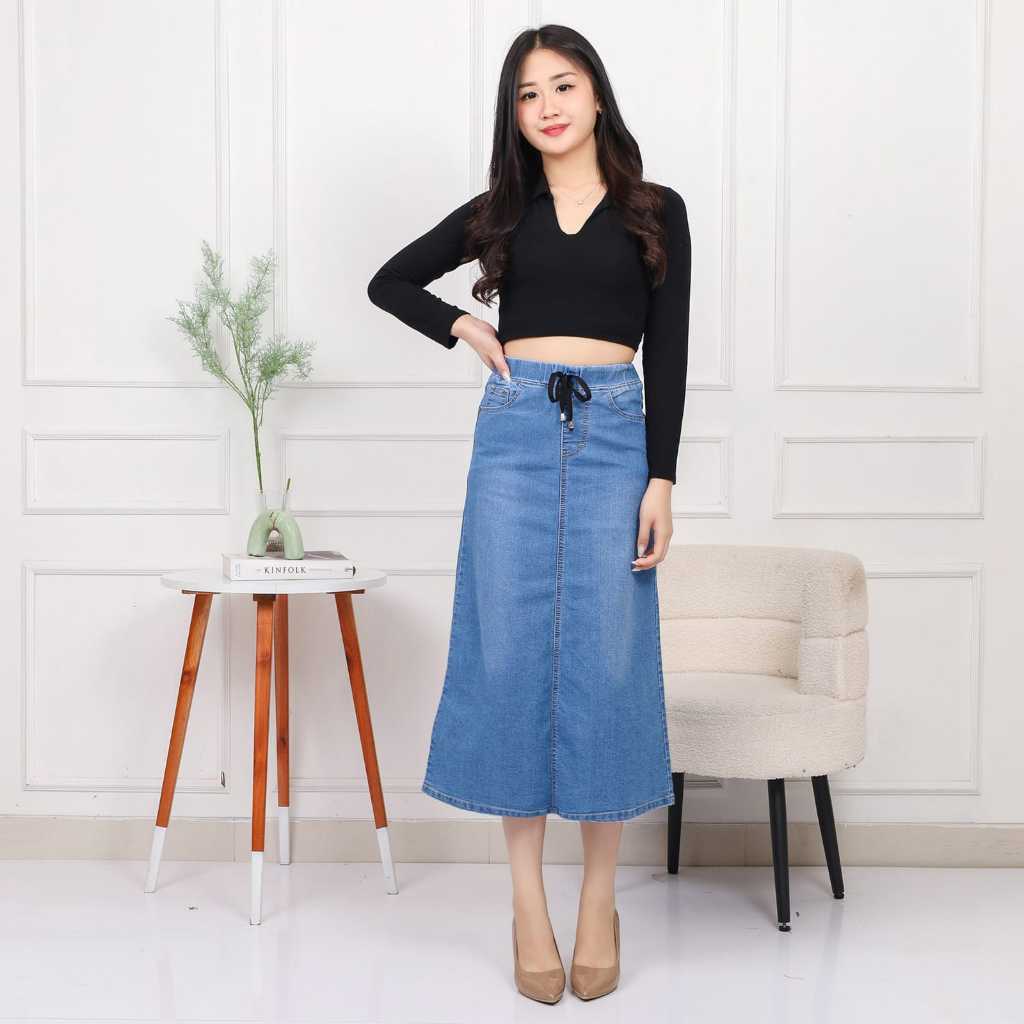 BANDIDAS - Highwaist Rok 7/9 Jeans Wanita 3 Warna Strech