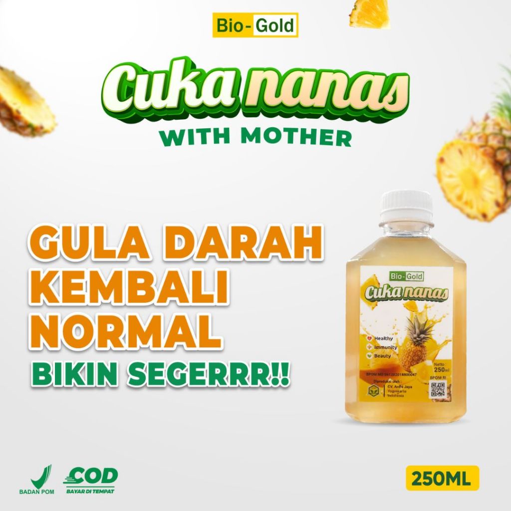 

Cuka Nanas Bio Gold 250ML Fermentasi Nanas Turunkan Kadar Gula Darah 100% Cuka Nanas Asli