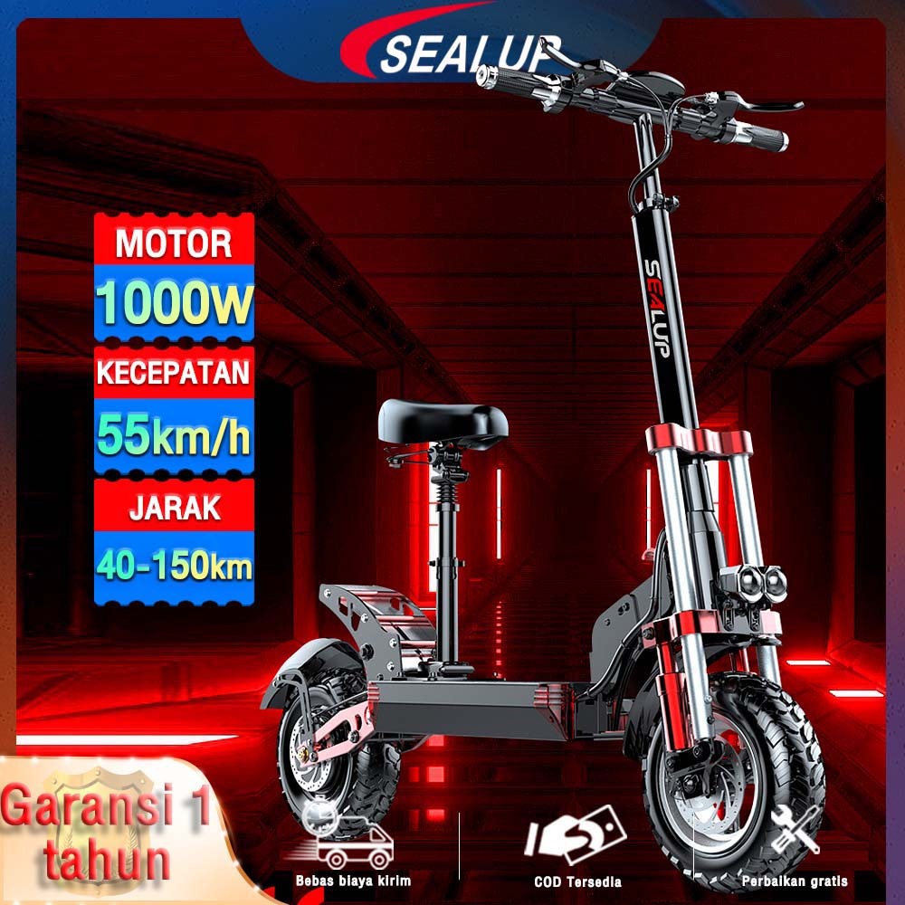 Skuter Listrik dewasa 1000W 500W scooter listrik lipat SEALUP Q22 off-road 12inch ban tubeless Skute