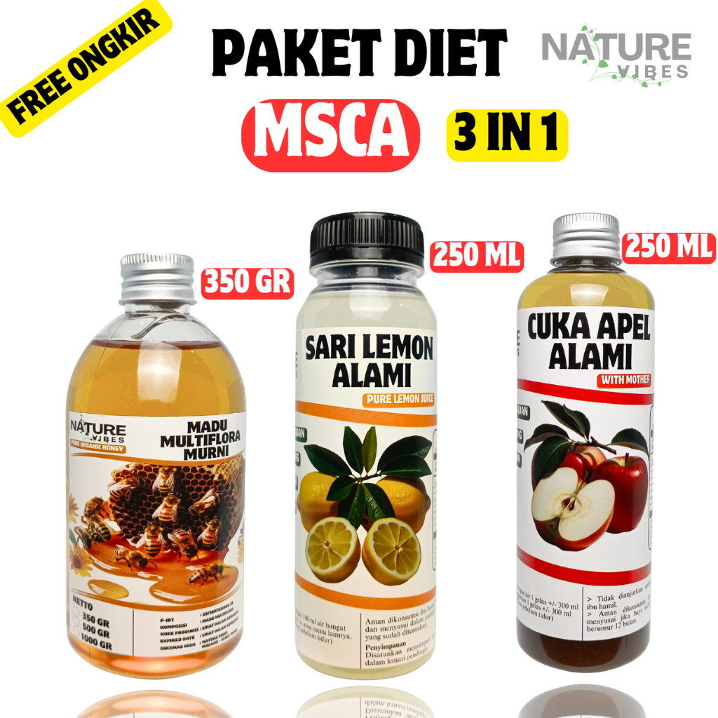 

Paket Diet 3 in 1 MSCA (Madu Multiflora, Sari Lemon, dan Cuka Apel)