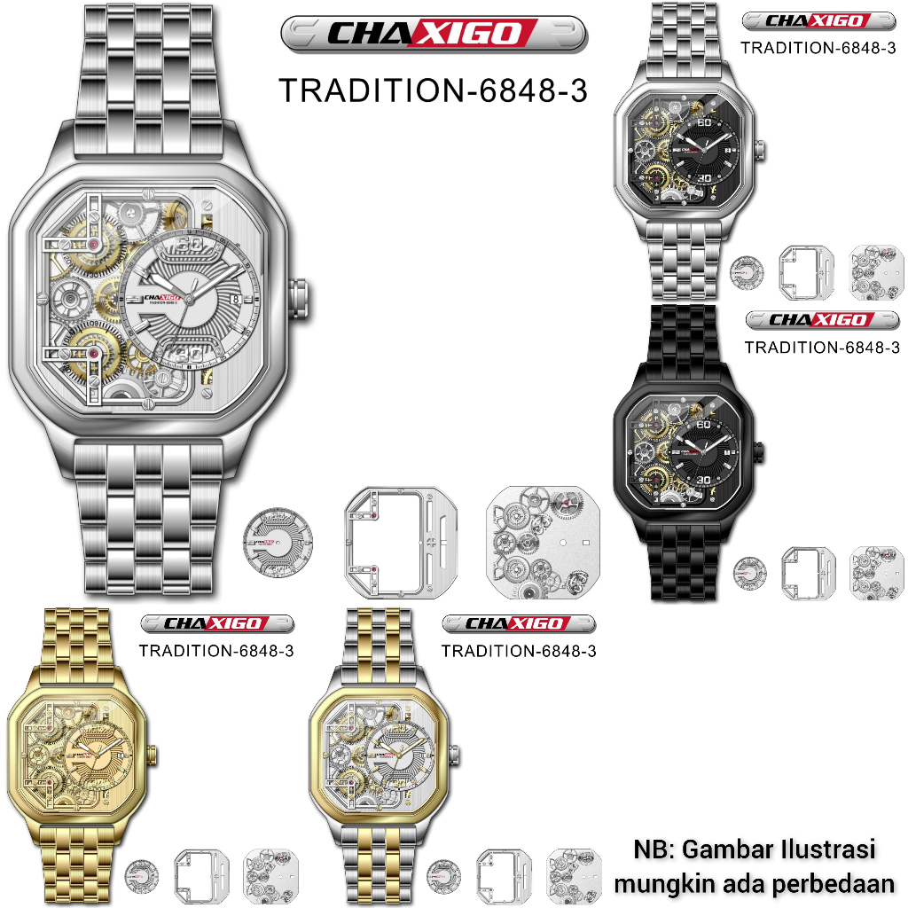 Jam tangan pria exclusive CHAXIGO Original Tradition 6848-3