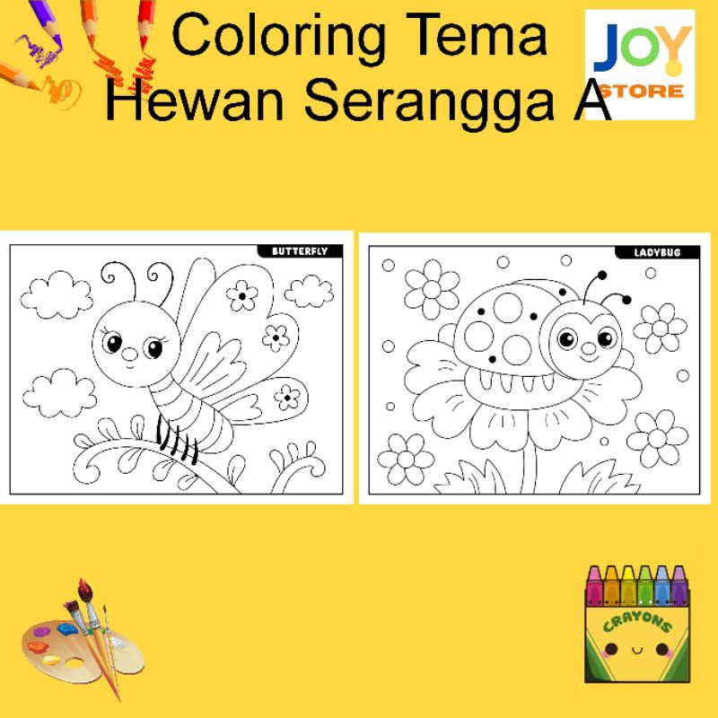 

Kertas Gambar Mewarnai ukuran A4 dan A5 150 gsm - Coloring Paper Tema Hewan Serangga / Insect A Toko Joy Store