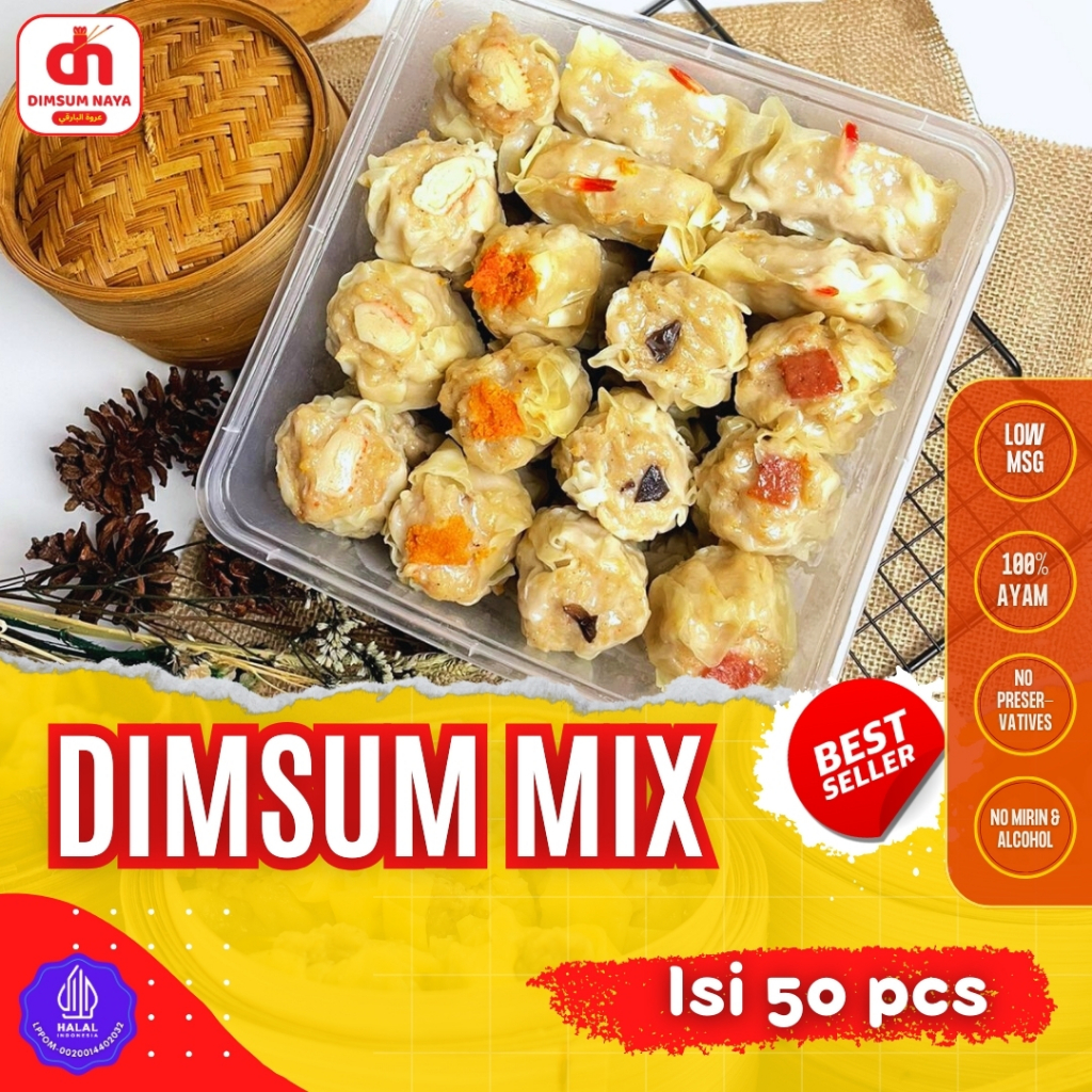 

DIMSUM PREMIUM Toping MIX Dimsum Ayam Pilihan Isi 50 pcs FREE Saus merah dan Lada Hitam