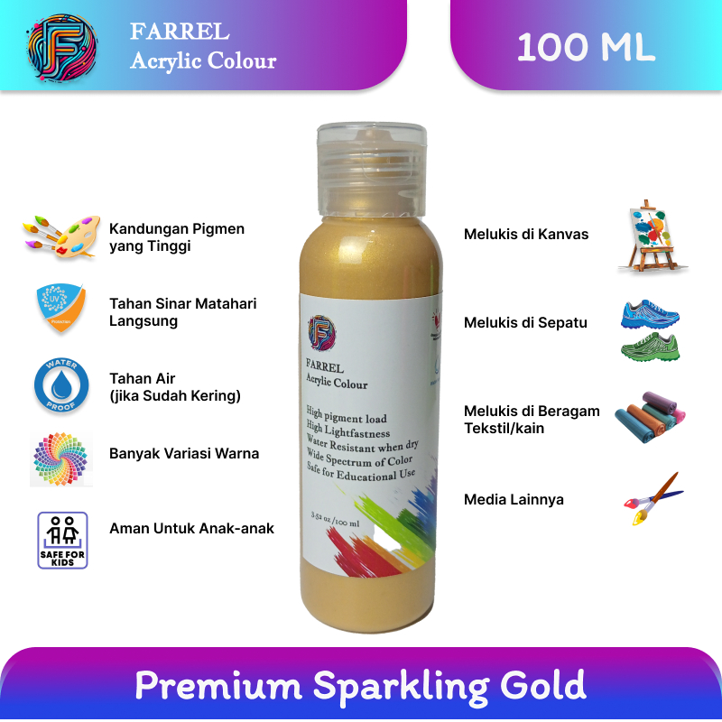 

Terbaru Cat Akrilik Farrel Acrylic Colour 100ml - Warna Sparkling Gold Cat Mural