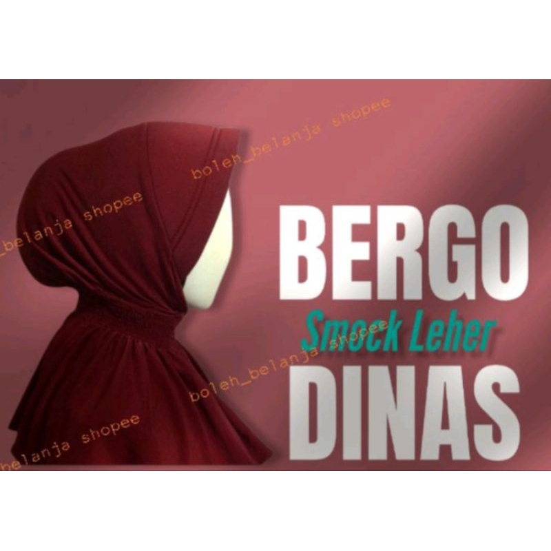 Hijab Instan Sport Kerut Leher || Bergo Smock Dinas Bahan Import Korea