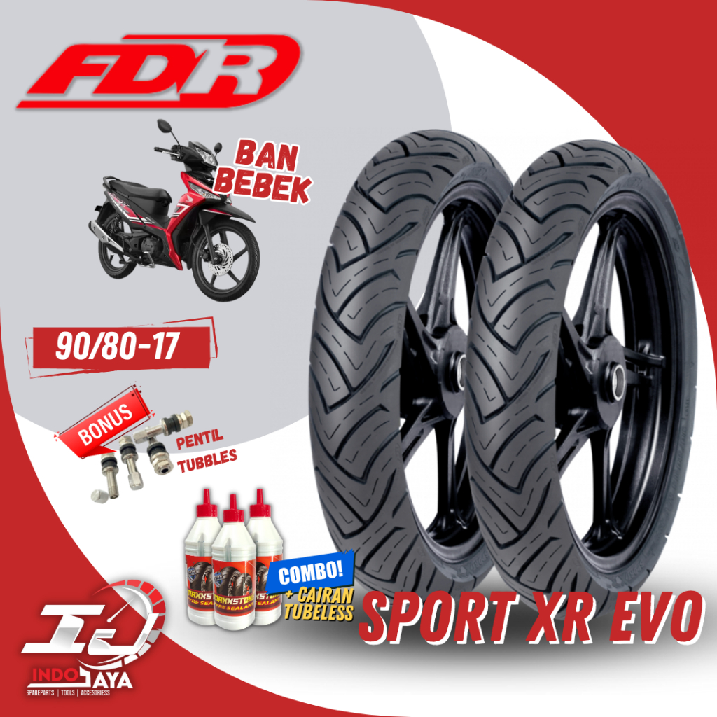 (BONUS PENTIL) BAN FDR SPORT XR EVO TUBELESS (90/80-17) RING 17 BAN MOTOR BEBEK / SUPERMOTO / MOTOR 