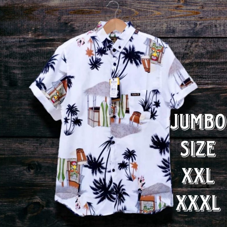 KODE Q8A Kemeja Hawai Pria Jumbo  Kemeja Motif Pantai Abstrak Kasual Lengan Pendek Big Size XXL XXXL