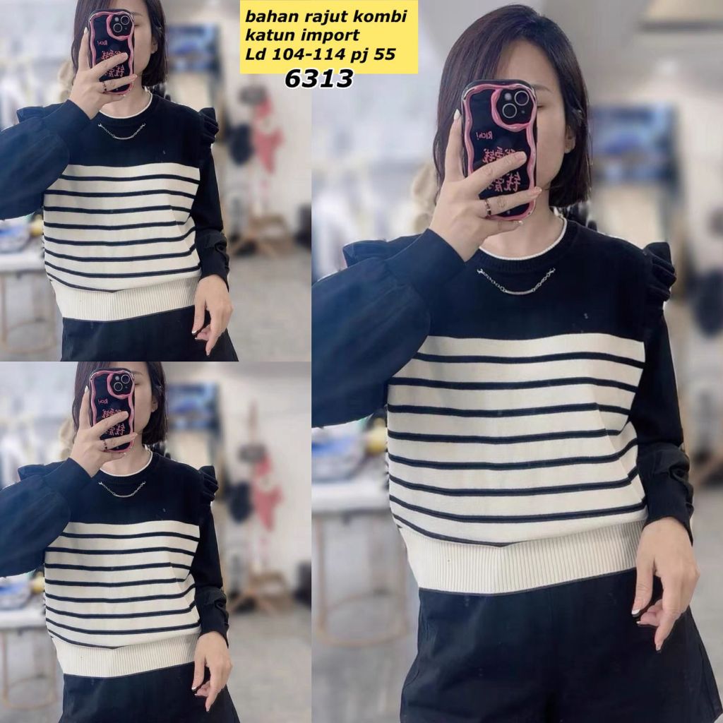 DAFASHION 6313 / Blouse / Blouse Rajut / Blouse Wanita Import / Atasan Rajut Import / Baju Rajut