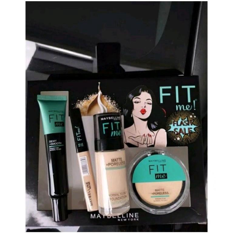 Dijamin Baru Maybeline Fit Me Set Foundation 4 In 1  Make Up Set 4 In 1  Foundation  Bedak  Primer  