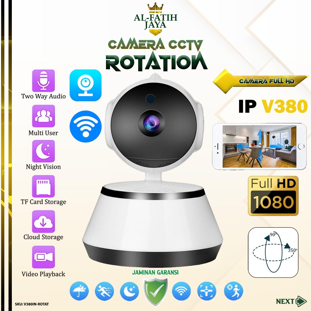 IP Camera HD WiFi Cctv Security Cam Wireless Home Network V380 Rotation 360 Derajat CCTV Robot Pengi