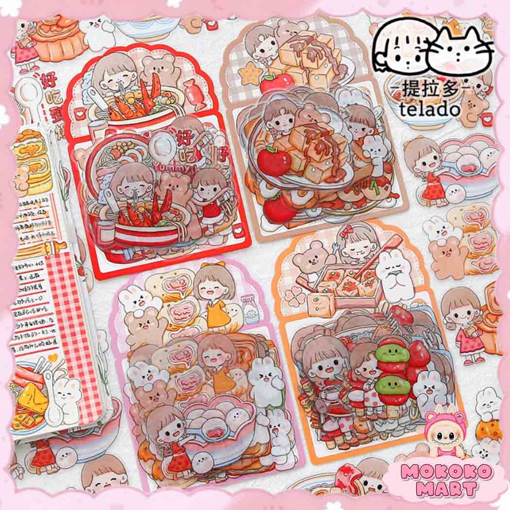 

MM Sticker Pack Abu Eat Eat Granules Food isi 28 Pcs CUTE CARTOON FOOD STICKERS PET DIY Mainan TLD47