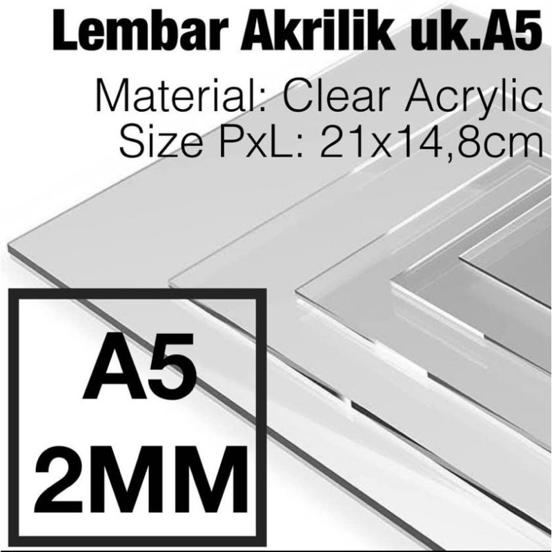 

Lembaran Acrylic / Akrilik A5 2mm Clear Bening