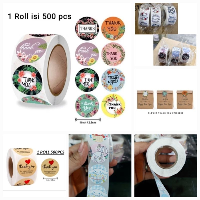 

Stiker Roll karakter Sanrio and thank you| terima kasih uk 2cm isi 500pcs