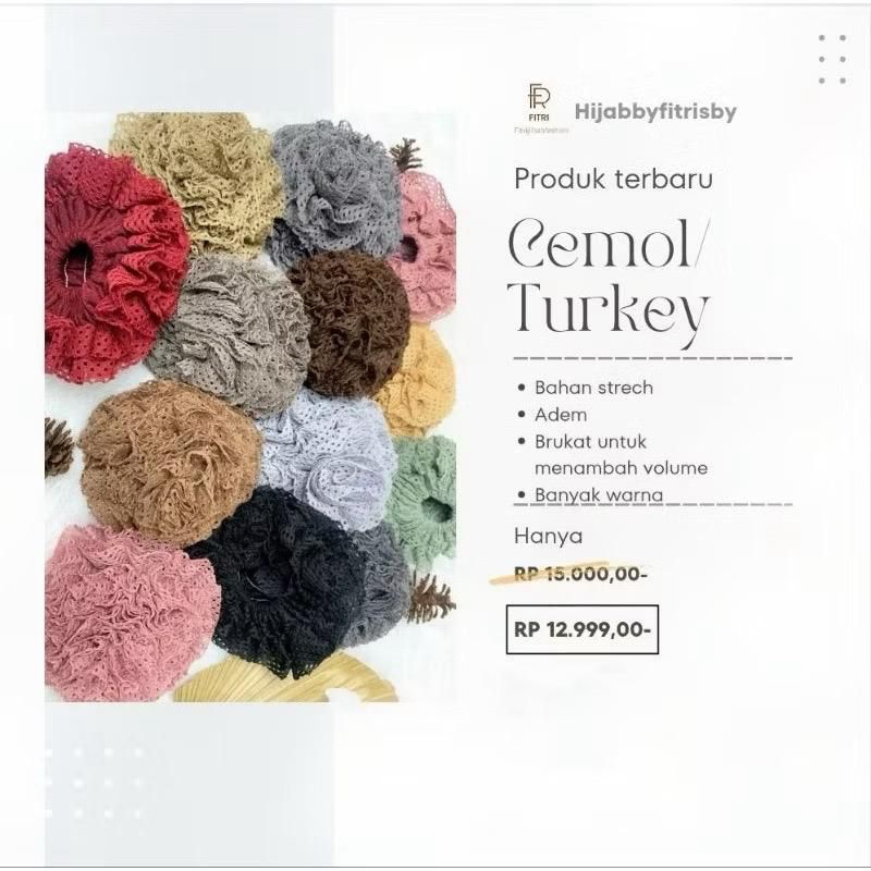 CEPOL HIJAB BRUKAT / CEPOL HIJAB JUMBO / SCRUNCHIE TURKI CEPOL ANTI PUSING RAYON PREMIUM BRUKAT SANG
